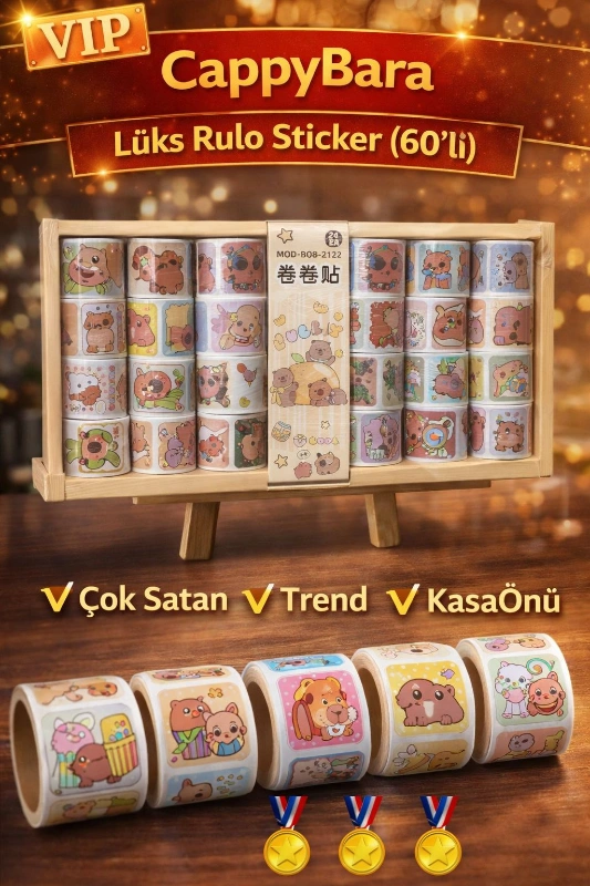 CAPPYBARA LÜKS RULO STİCKER / 24LÜ PAKET